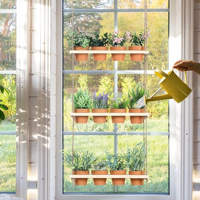 FillTouch 3 Tiered Hanging Herb Planters Hanging Herb Garden Wall