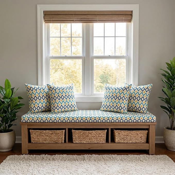 ROFIELTY Custom Size Bench Cushion for Indoor/Outdoor Patio Furniture/Window Seat 90+ Colors to Choose from,High-Resilience Foam,Double Piping Outdoor Bench Cushion Waterproof