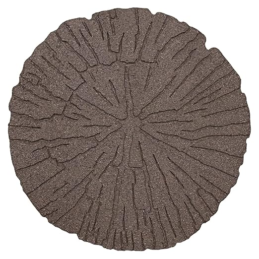 Tierra Verde 4-Pack 18”x18” Fake Cracked Log Rubber Stepping Stones, Round, Brown – Reversible Non-Slip Outdoor Faux Decorative Set for Landscaping – DIY Decor for Walkways & Yard Pathways