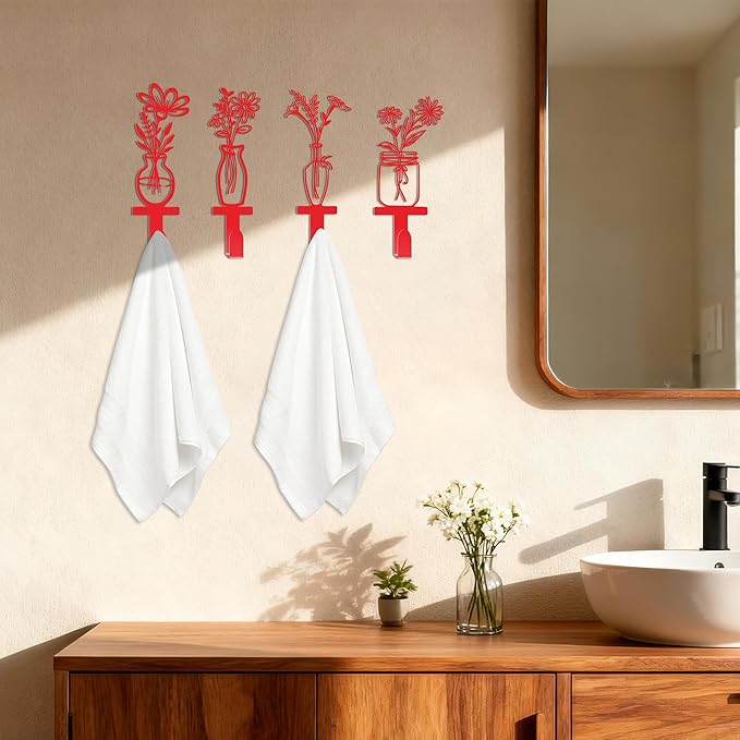 Decorative Wall Hooks, Metal Flowers Wall Decor