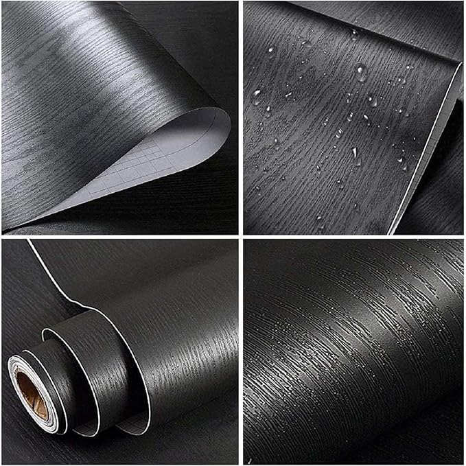 practicalWs Black Wood Contact Paper 17.7'' x 787.4'' Peel and Stick Wood