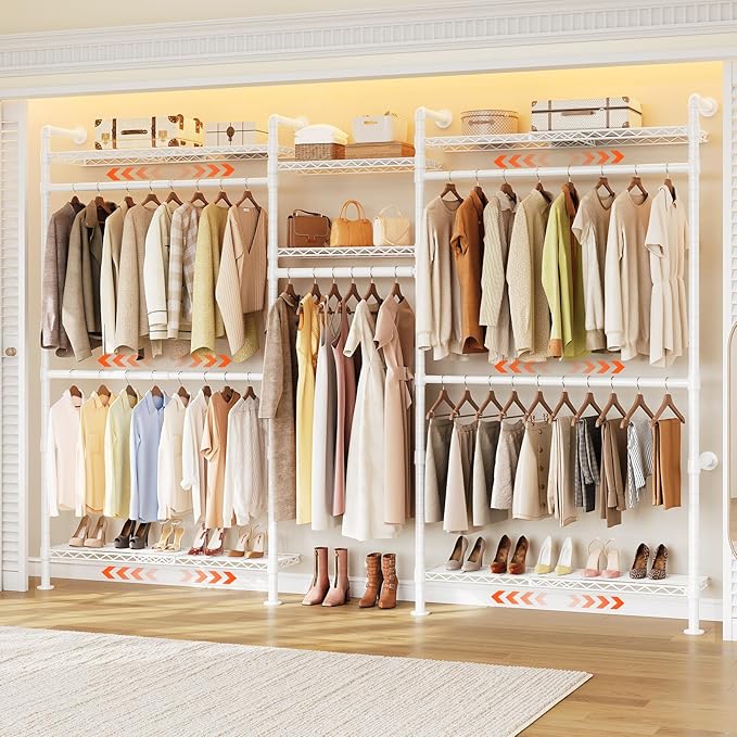 ONBRILL H3 Plus Expandable Wall Mounted Closet System, 5.7FT-8.2FT Closet
