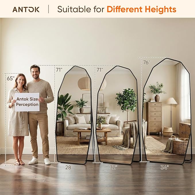 Antok Full Length Mirror, Free Standing Wall Mounted or Leaning Full Body Mirror