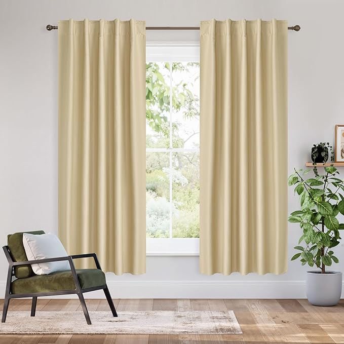 RYB HOME Bedroom Blackout Curtains 72 inches Long, 100% Blackout Thermal