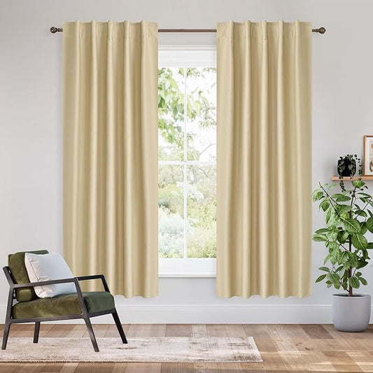 RYB HOME Bedroom Blackout Curtains 72 inches Long, 100% Blackout Thermal