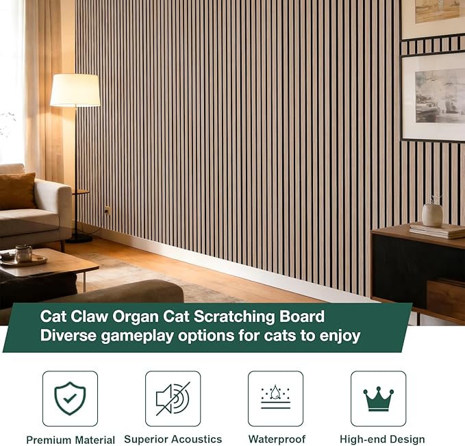 Yuzzy 4 Pack Wood Panels for Wall, 94.5" x 11" Acoustic Wood Slat Wall Panel