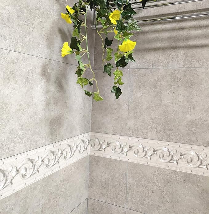 REDODECO Elegant Silver Grey Floral Molding Wallpaper Border Peel Stick Home