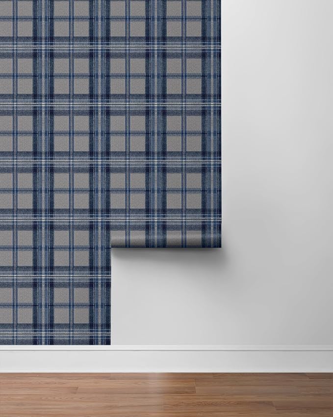 NextWall Harry & Grace Herringbone Plaid Premium Matte Non-Woven Peel and Stick