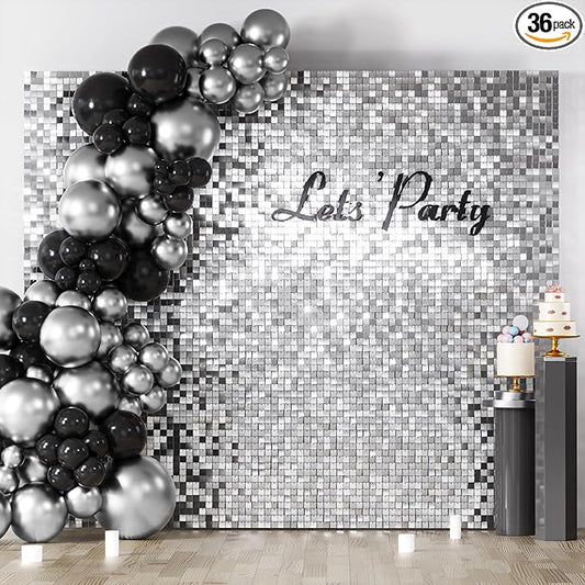 COKAOBE Silver Shimmer Wall Backdrop, Photo Backdrops