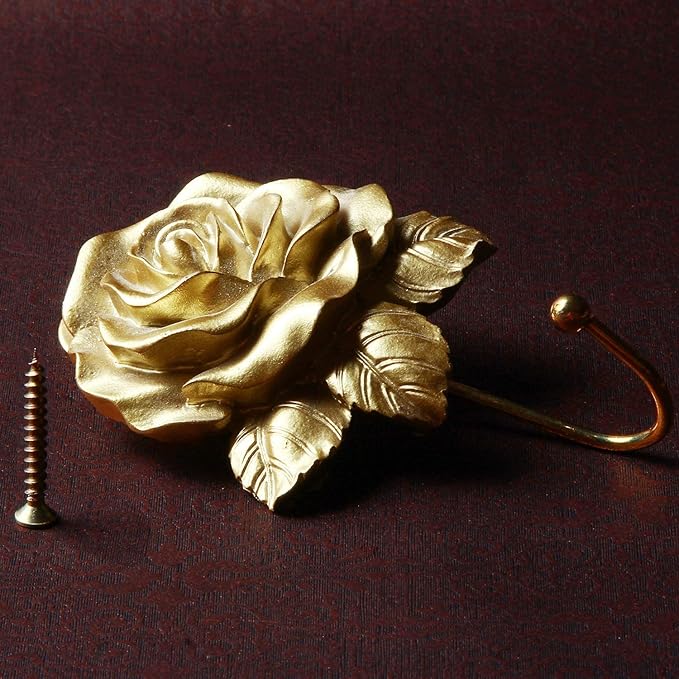 Gold Decorative Wall Hooks for Hanging, Cute Resin Flower Bow Coat Hooks
