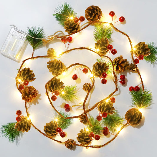 Dazzle Bright Pine Cone Christmas String Lights, 20 LED, 6.5FT, Battery Operated, Indoor/Outdoor, White, Model W-YY-SGD