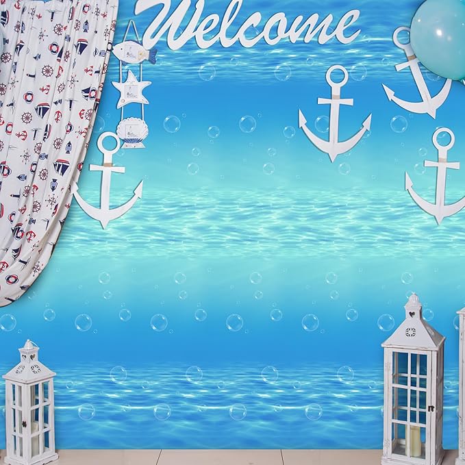 Kochorie 54 Inch x 200 Ft Ocean Waves Plastic Tablecloth Roll in Slide Cutter