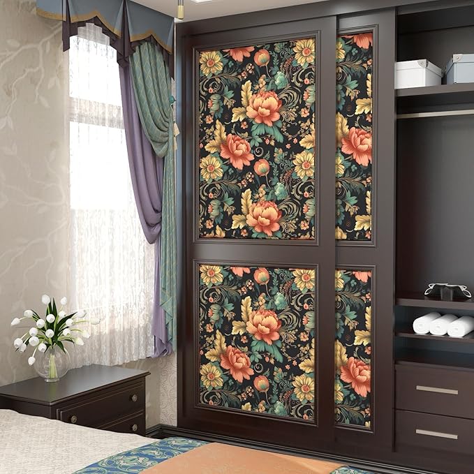 BOKEBEVE Vintage Floral Peel and Stick Wallpaper Vibrant Flower Contact Paper