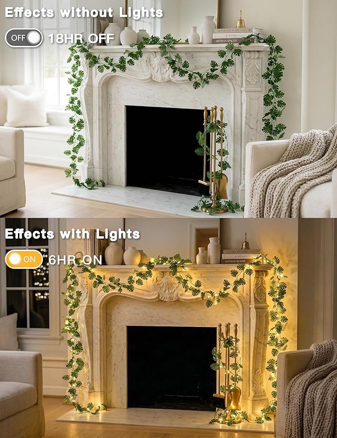 suddus Vines with Fairy Lights Battery & USB Powered Operated, 33ft 100 LED