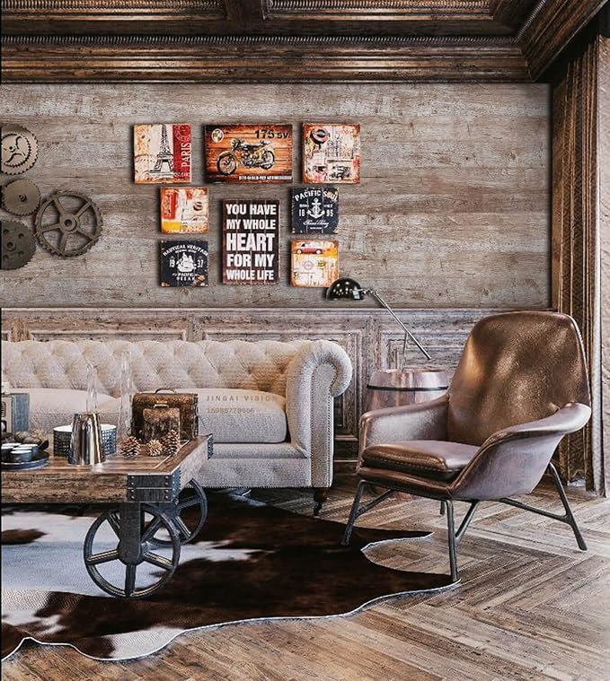 Dimoon 236"x17.7'' Wood Contact Paper Brown Grey Dark Wood Wallpaper Gray Brown