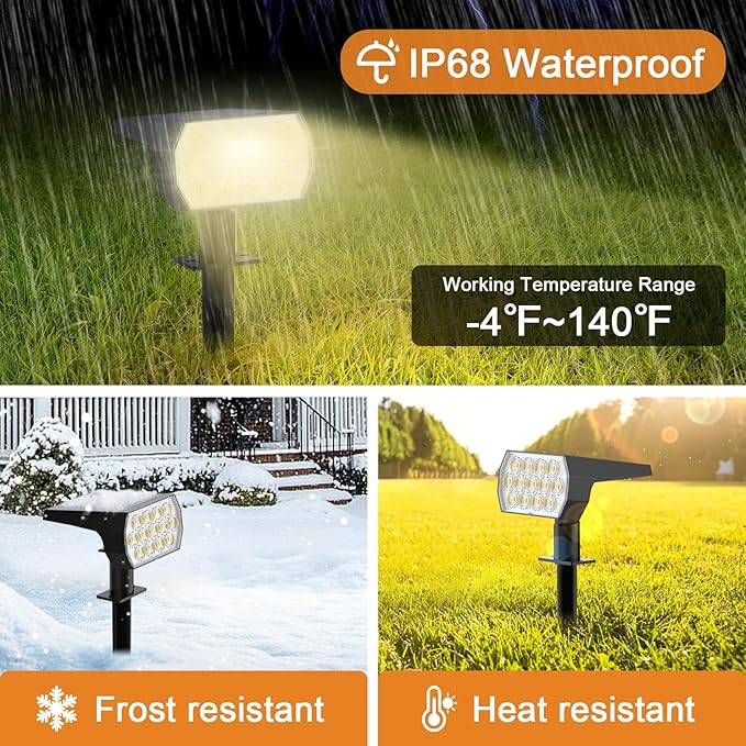 WELALO Solar Spot Lights Outdoor, 2-in-1 Solar Landscape Spotlights, Solar