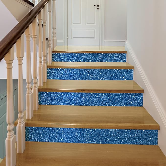 CRE8TIVE Blue Glitter Wallpaper Border Fabric Glitter Wallpaper Stick and Peel