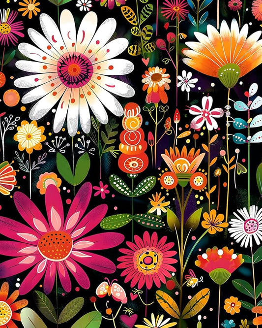 BOKEBEVE Pink Colorful Floral Wallpaper Peel and Stick Vintage Flowers Contact