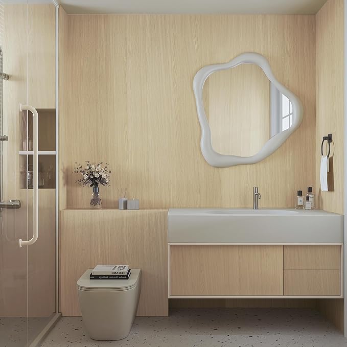 BOMENG Large White Oak Wood Wallpaper Light Oak Contact Paper Peel and Stick