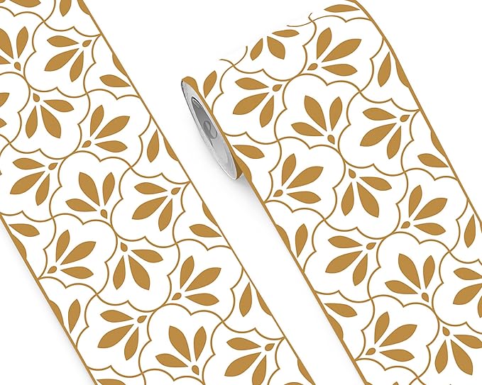 FLFK Wallpaper Border Gold and White Patterns Peel and Stick Wall Border Self