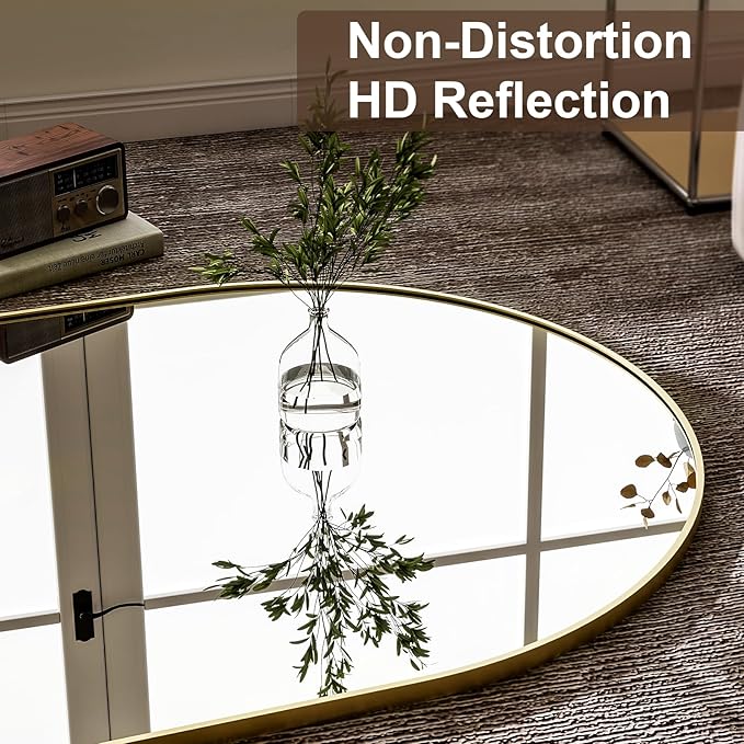 GLSLAND-34x76 inch Wall Mount Arched Full Length Mirror-Aluminum Alloy Frame