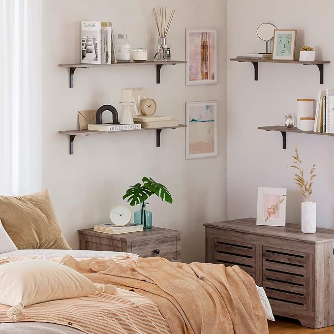 DINZI LVJ Long Wall Shelves, 39.4Inch Wall Mounted Shelves Set of 2, Extra