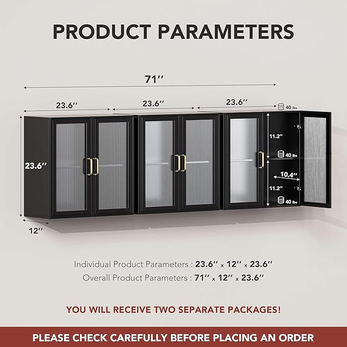 Furnaza LED Wall Storage Cabinets
