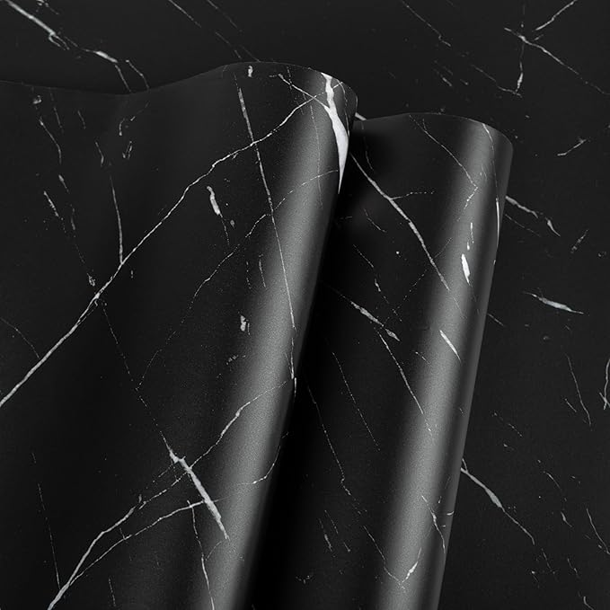 Abyssaly Black Marble Contact Paper Peel and Stick Countertops Waterproof Matte