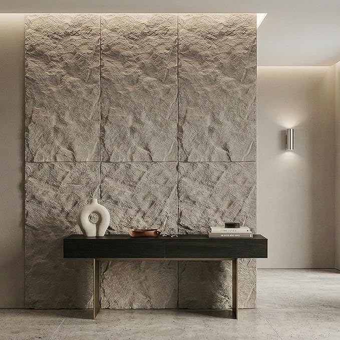 VooBang 4 Pack 3D Wall Panels, Lava Rock Molten Texture PU Wall Panels