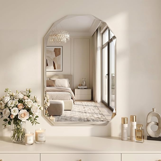 Suidia Bathroom Mirror, Frameless Bathroom Mirror