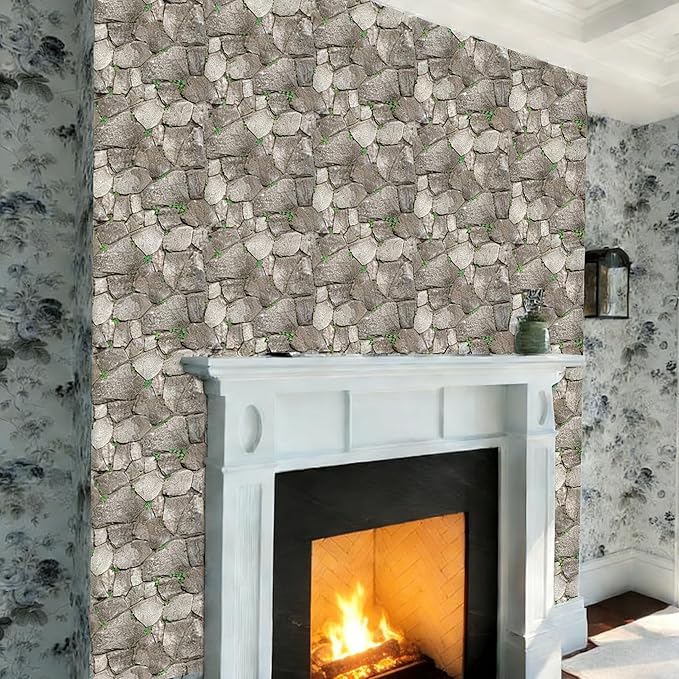 3D Panels Peel and Stick,Simulated Stone Wall,PVC Waterproof Self Adhesive Decorative for Interior Wall Decor,Living Room,TV Background,Study Room 10 Pcs 11.81x11.81 Inches.