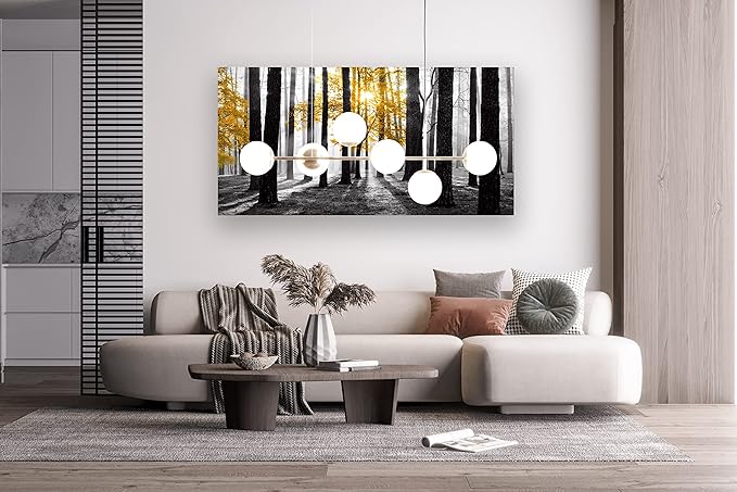Cao Gen Decor Art S06350 Wall Art Canvas Painting Yellow Tree in Black and