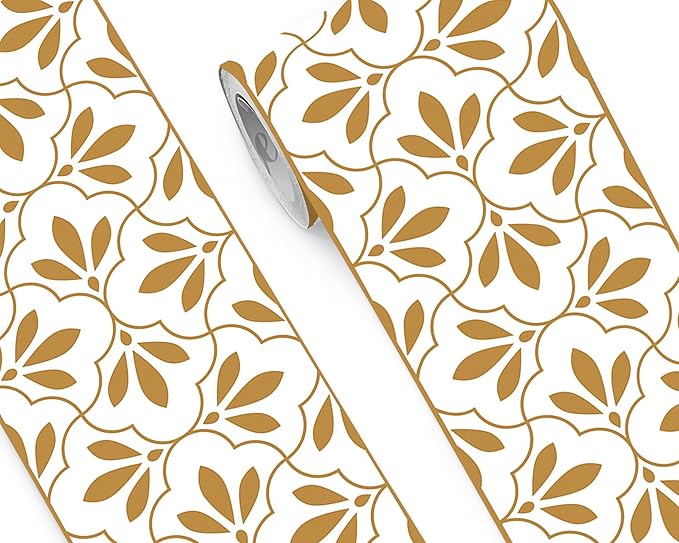 FLFK Wallpaper Border Gold and White Patterns Peel and Stick Wall Border Self