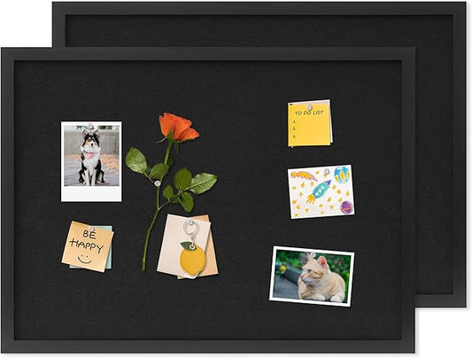 DAHAPYBOO Cork Board with Linen Black 2Pack, Bulletin Board 23"x17", Corkboards
