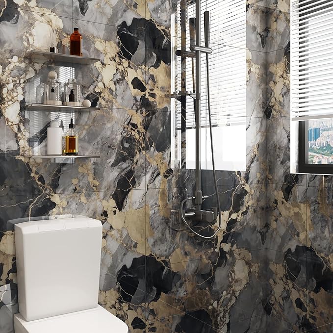 10pcs Peel and Stick Tile Shower Waterproof Marble Tiles Wall Panels,