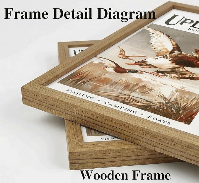 3Pcs Framed Wild Animal Canvas Wall Art Nature Wilderness Deer Wild Duckturkey Wall Decor Pictures Hunting Outdoorsy Cabin Posters Prints Gift Hunter Dad for Living Room Bedroom Home Decoration