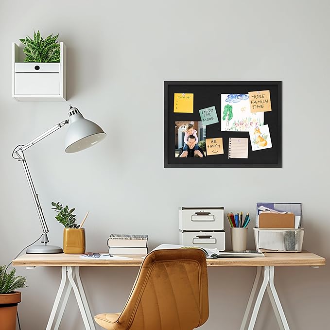DAHAPYBOO Cork Board with Linen Black, Bulletin Board 23"x17", Corkboards
