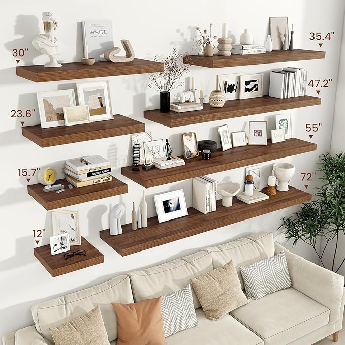Vivelove Wide Floating Shelves for Wall 12 Inch Deep, 2 Inch Thick Shelf for