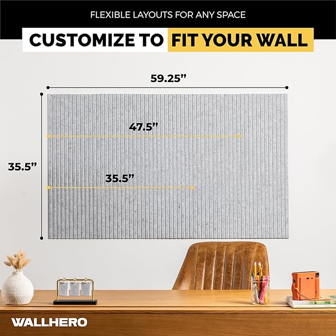 WALLHERO Office Cork Board, Tac Board, Large Felt Board, Wall Protector