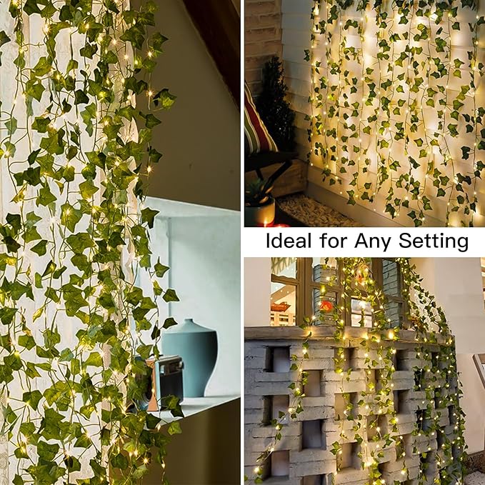 suddus Vines with Light for Bedroom, 200 LED Fairy Lights with Vines, Ivy
