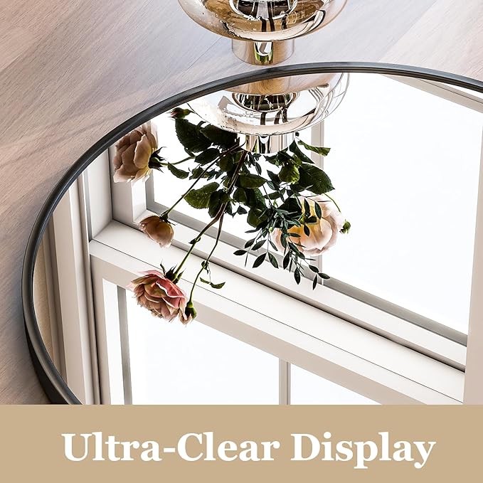 HARRITPURE Arched Wall Mirror – 30"x40" Arch Bathroom Mirror Metal Frame Vanity