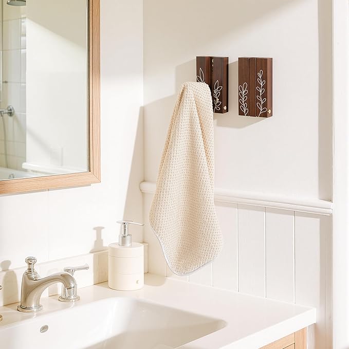 Rustic Folding Wall Hooks: Decorative Wooden Coat Hooks 2Pack Mounted