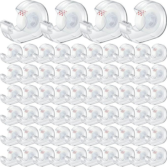 Yahenda 64 Pcs Invisible Tape and Refillable Dispensers Bulk 0.7 x 985 Inches Transparent Tape Refills Desk Dispenser for Office Home School