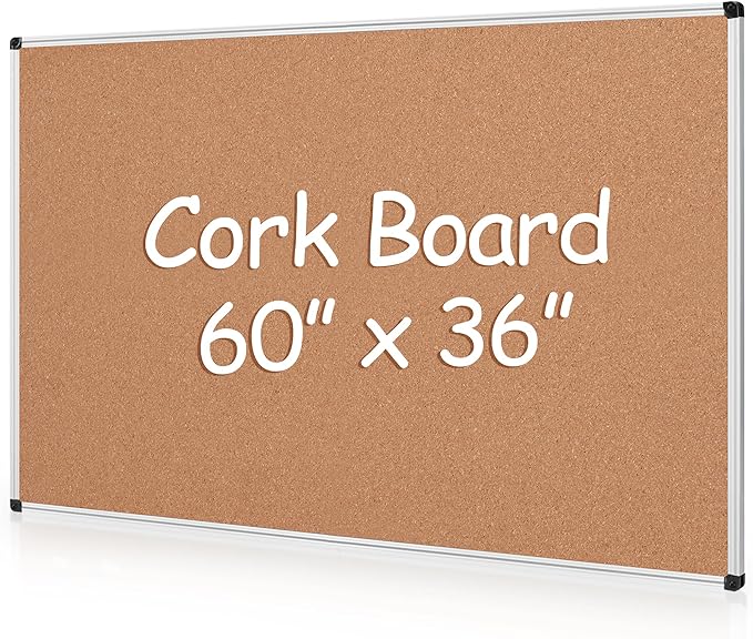 Extra Large Cork Bulletin Board 60" X 36", Wall Mounted Notice Pin Board