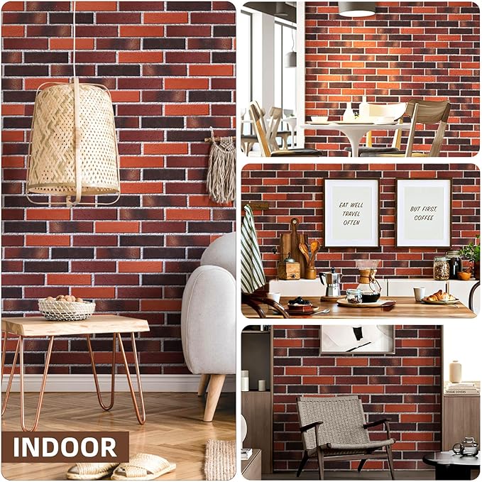 76pcs Red Thin Brick Veneers, Curlable Red Brick Tiles, DIY Accent Walls