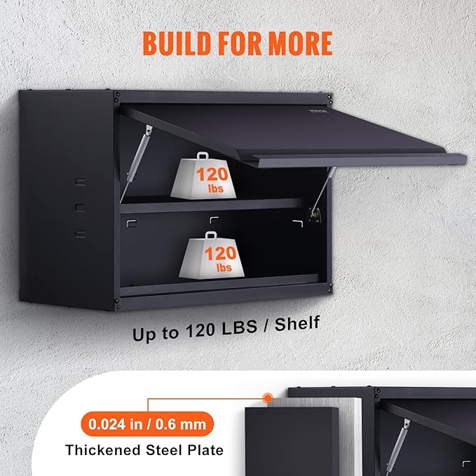 VEVOR Metal Storage Cabinet, 120lbs Load Capacity per Shelf, Press to Close &