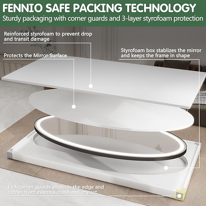 FENNIO 70" x 36" Large Wall Mounted Mirror