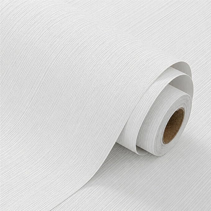 FUKU MON Cream White Grasscloth Wallpaper Peel and Stick 24" x 394" Thickened