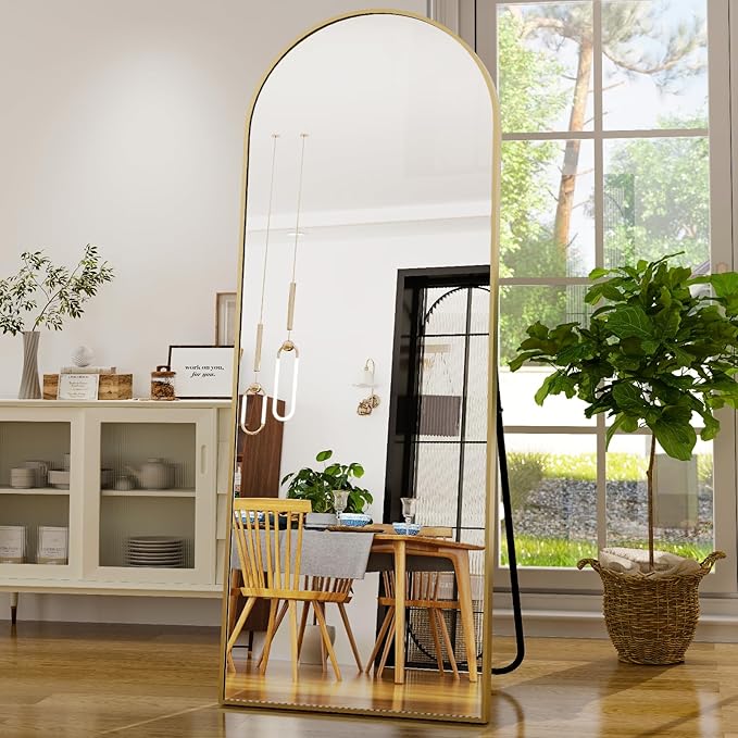 GLSLAND-21x64 inch Full Length Mirror-Aluminum Alloy Frame-Arch Mirror Full