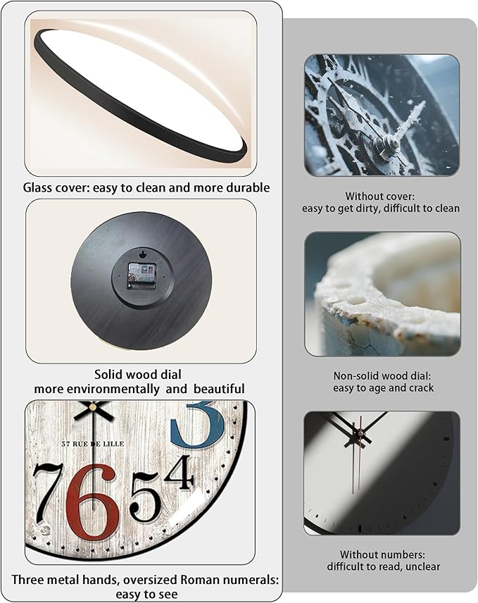 Decorative Wall Clocks Batterys Operated, Retro Wall Clock